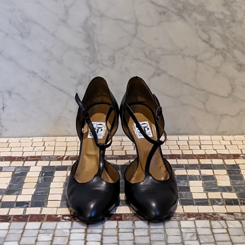 Genuine Leather T-Strap Pumps